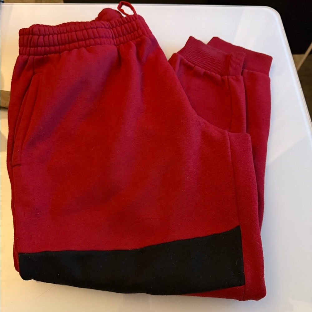 Men’s Jogger Sweatpants Red w/Black Accent